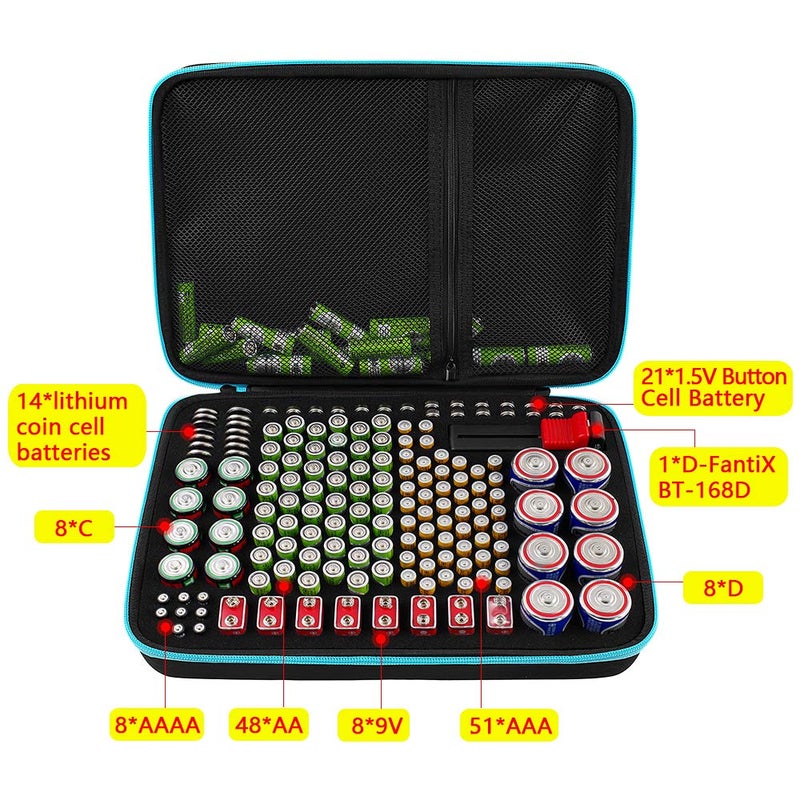 PAIYULE Battery Organizer Storage Case Box with Tester Checker, 220+ Batteries Holder Bag fits for AA AAA AAAA 9V C D Lithium 3V LR44 1.5V CR1632 CR2032 Home Garage Container - Image 3